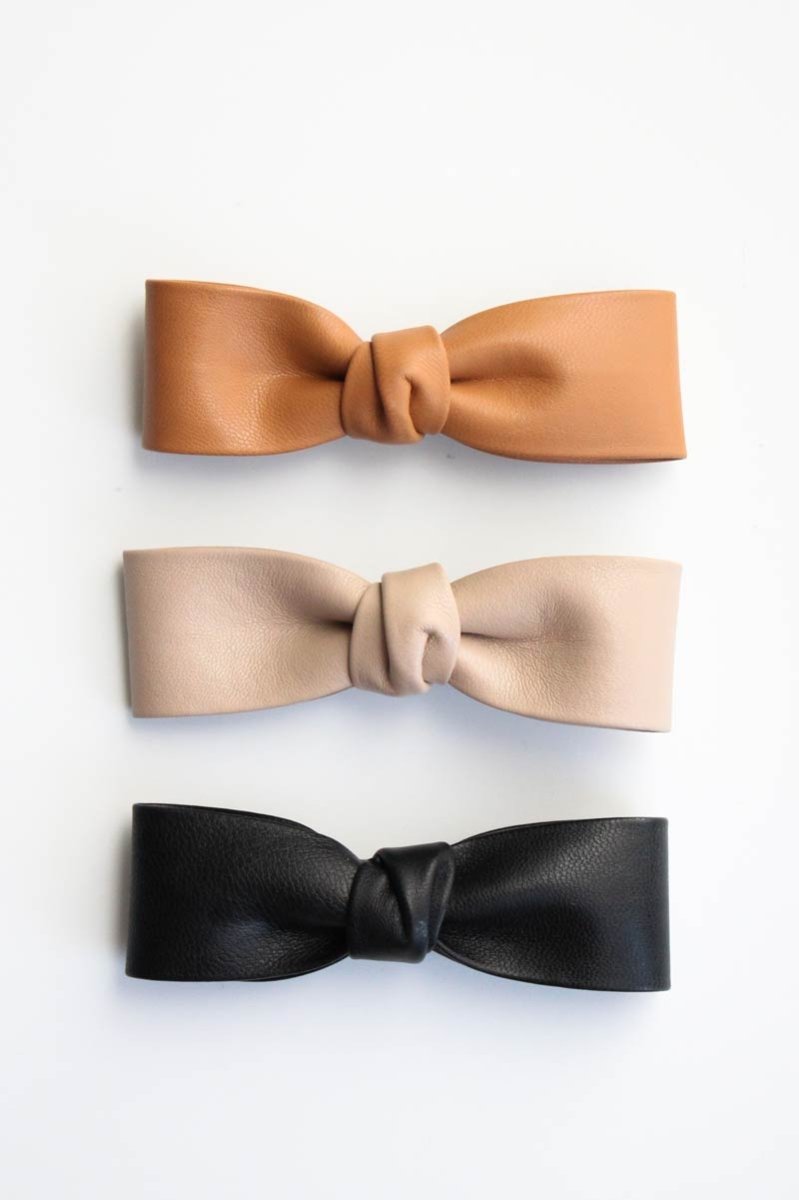 Vegan Leather Bow Hair Clip - esselleSF