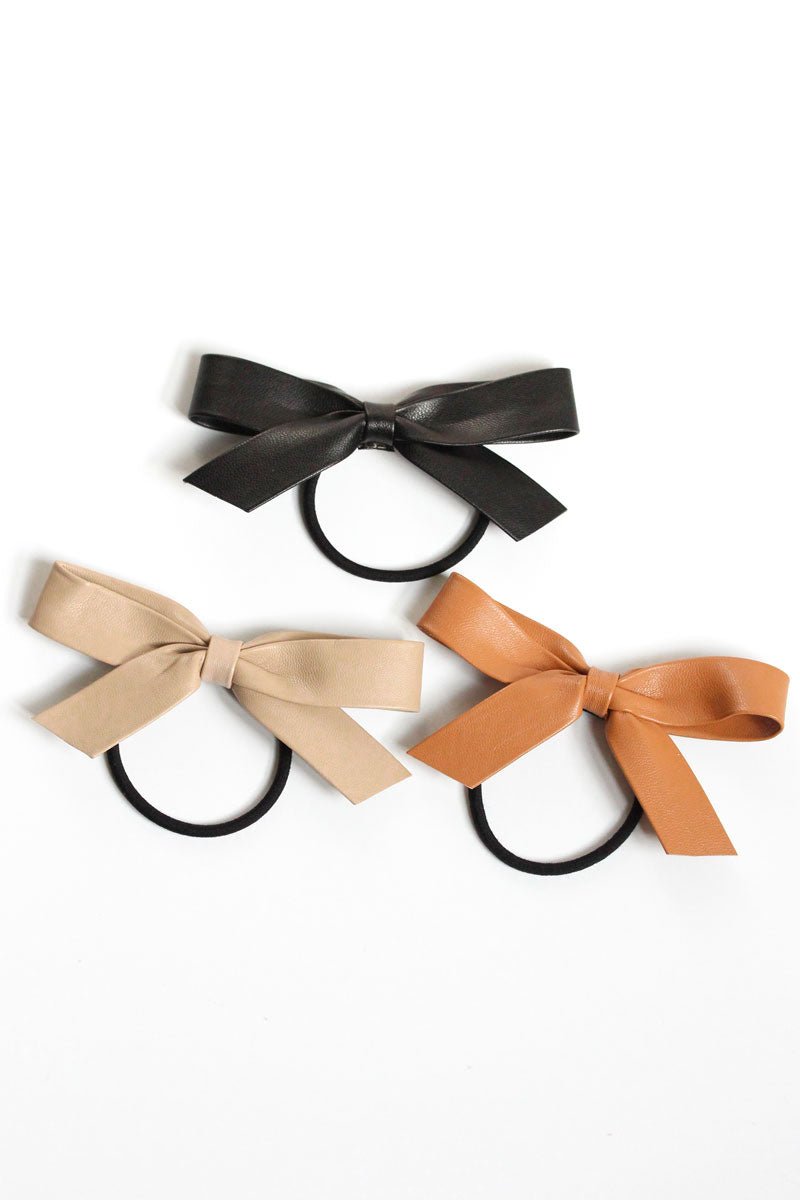 Vegan Leather Bow Hair Tie - esselleSF