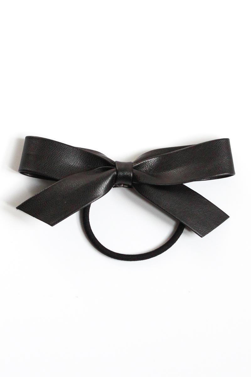 Vegan Leather Bow Hair Tie - esselleSF