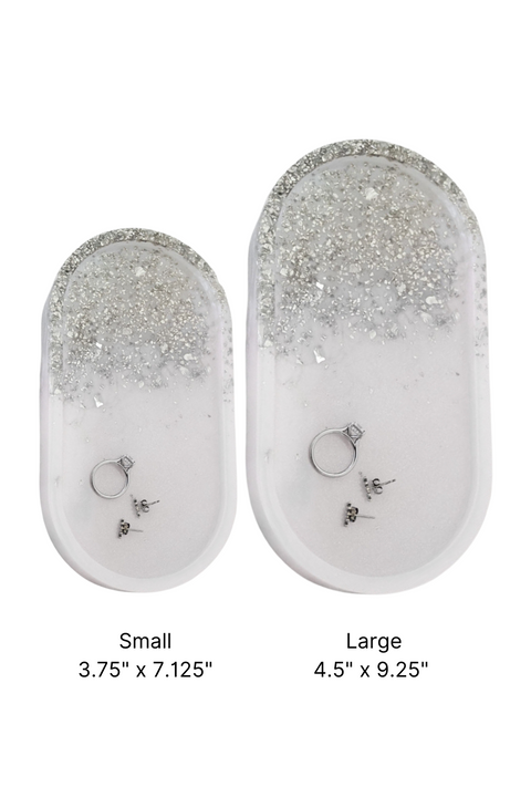 PRE-ORDER ONLY | Pearl Crushed Glass Oval Vanity Tray