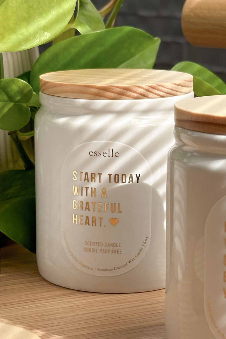 RESTORE 'Grateful' Milk Glass Candle