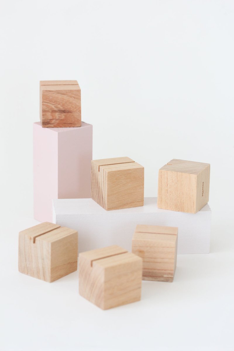 Beech Cube Place Card Holders (8) - esselleSF