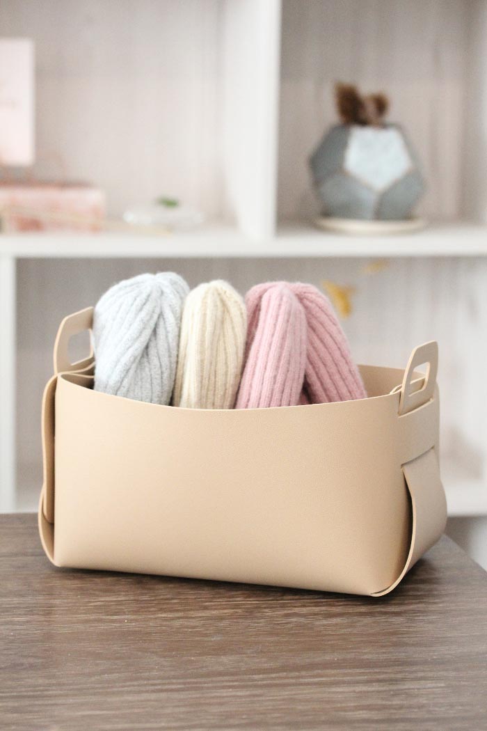 Foldable vegan leather bin - esselleSF