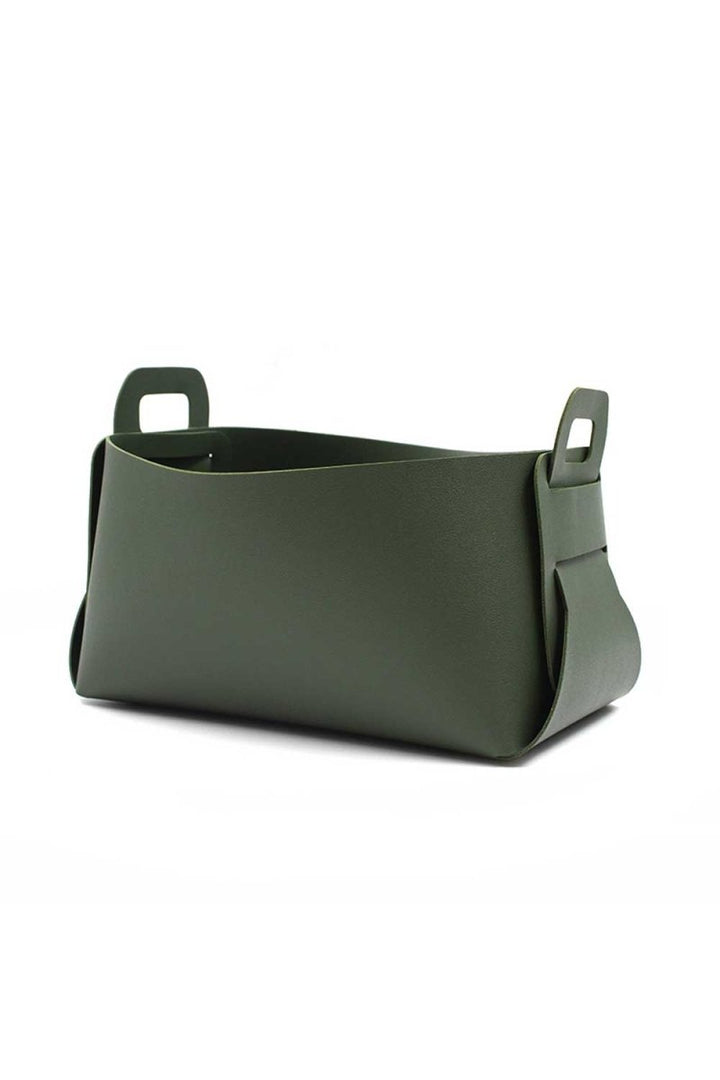 Foldable vegan leather bin - esselleSF