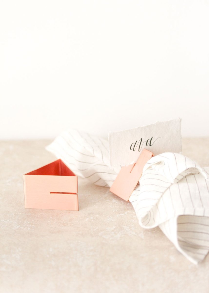 Handcrafted Rose Gold Brass Multi-use Triangle Napkin Ring - Set of 4 - esselleSF