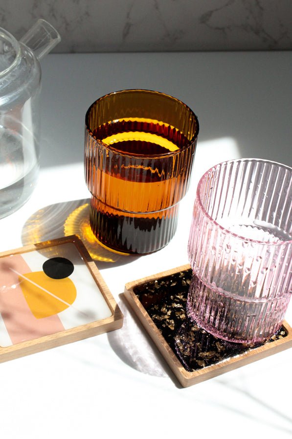Resin and Wood Inlay Coaster Set - esselleSF