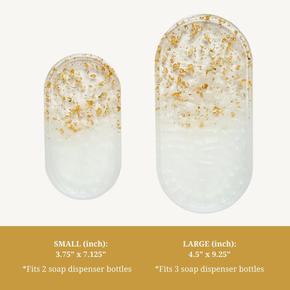 White and Gold Foiled Resin Vanity Tray - esselleSF