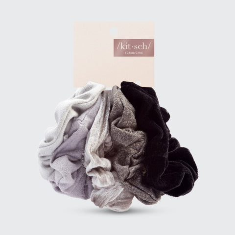 Velvet Scrunchies - Black/Gray by KITSCH