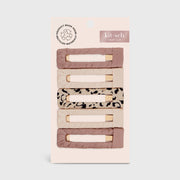 Satin Wrapped Snap Clip 5pc Neutral & Leopard by KITSCH