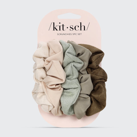 Assorted Textured Scrunchies 5pc Set - Eucalyptus by KITSCH