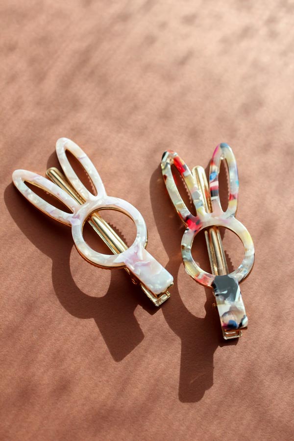 Bunny Acetate Terrazo Hair Clip - confetti