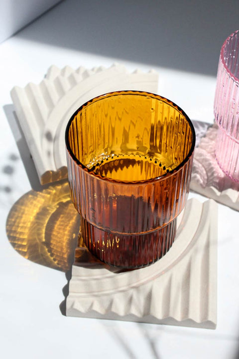 8oz Ribbed Drinking Glass (2)