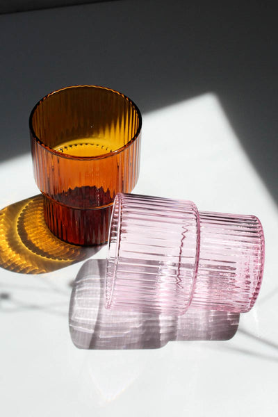 8oz Ribbed Drinking Glass (2)