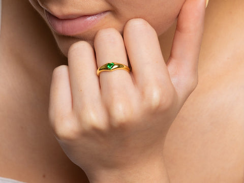 Amia Emerald Dome Ring by Little Sky Stone