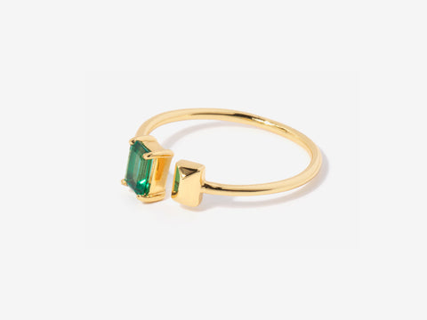 Asymmetric Baguette Emerald Ring by Little Sky Stone