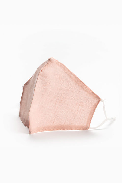 Linen washable face mask with filter pocket - blush