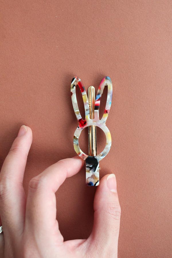 Bunny Acetate Terrazo Hair Clip - confetti