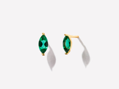 Marquise Emerald Studs by Little Sky Stone