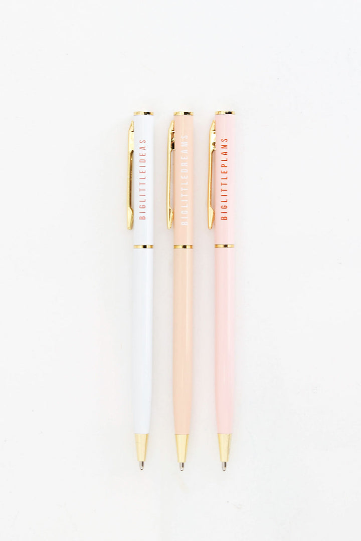 'SECOND' Big Little Series Ballpoint Metal Pen - Set of 3