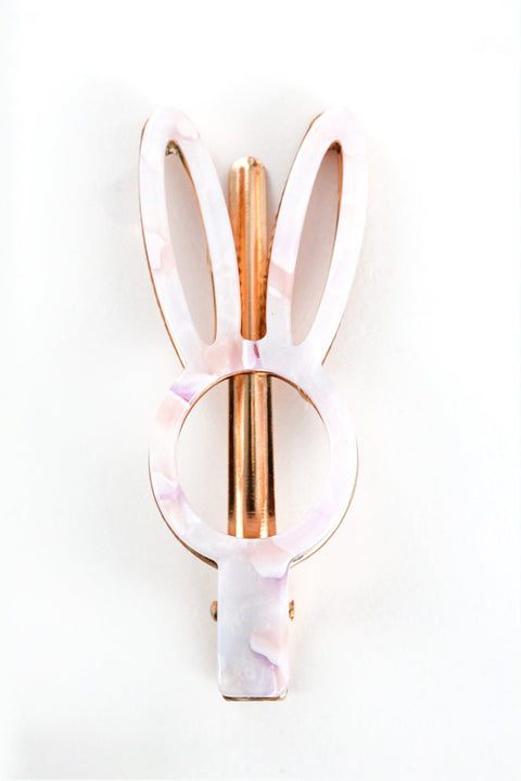 Bunny Acetate Terrazo Hair Clip - white/lilac