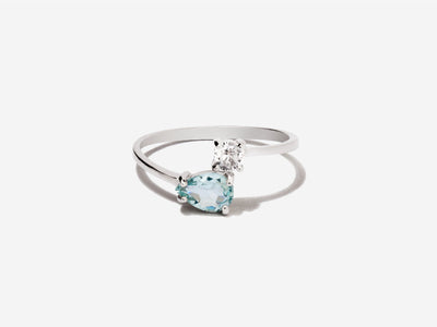 Serpentine Aquamarine Silver Ring by Little Sky Stone