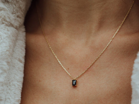 Tiny Baguette Onyx Necklace by Little Sky Stone