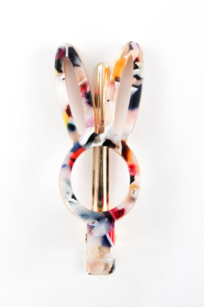 Bunny Acetate Terrazo Hair Clip - confetti