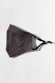Linen washable face mask with filter pocket - black