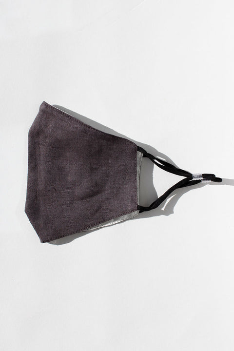 Linen washable face mask with filter pocket - black