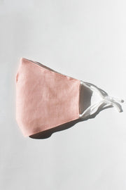 Linen washable face mask with filter pocket - blush