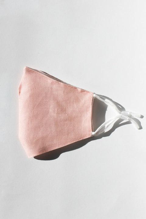 Linen washable face mask with filter pocket - blush