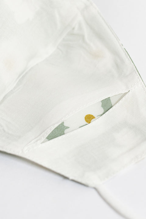 Sage cotton washable face mask with filter pocket