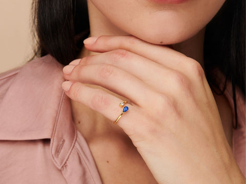 Serpentine Sapphire Ring by Little Sky Stone