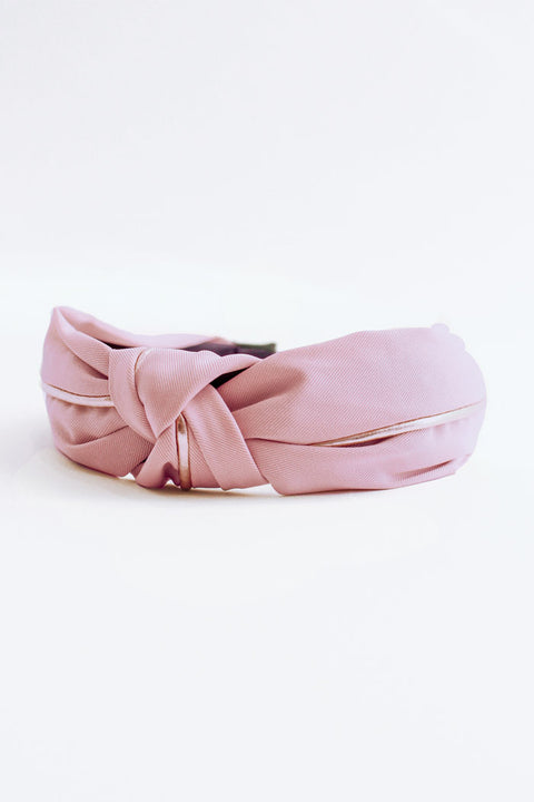 Fabric Gold Knotted Headband - Lilac Pink